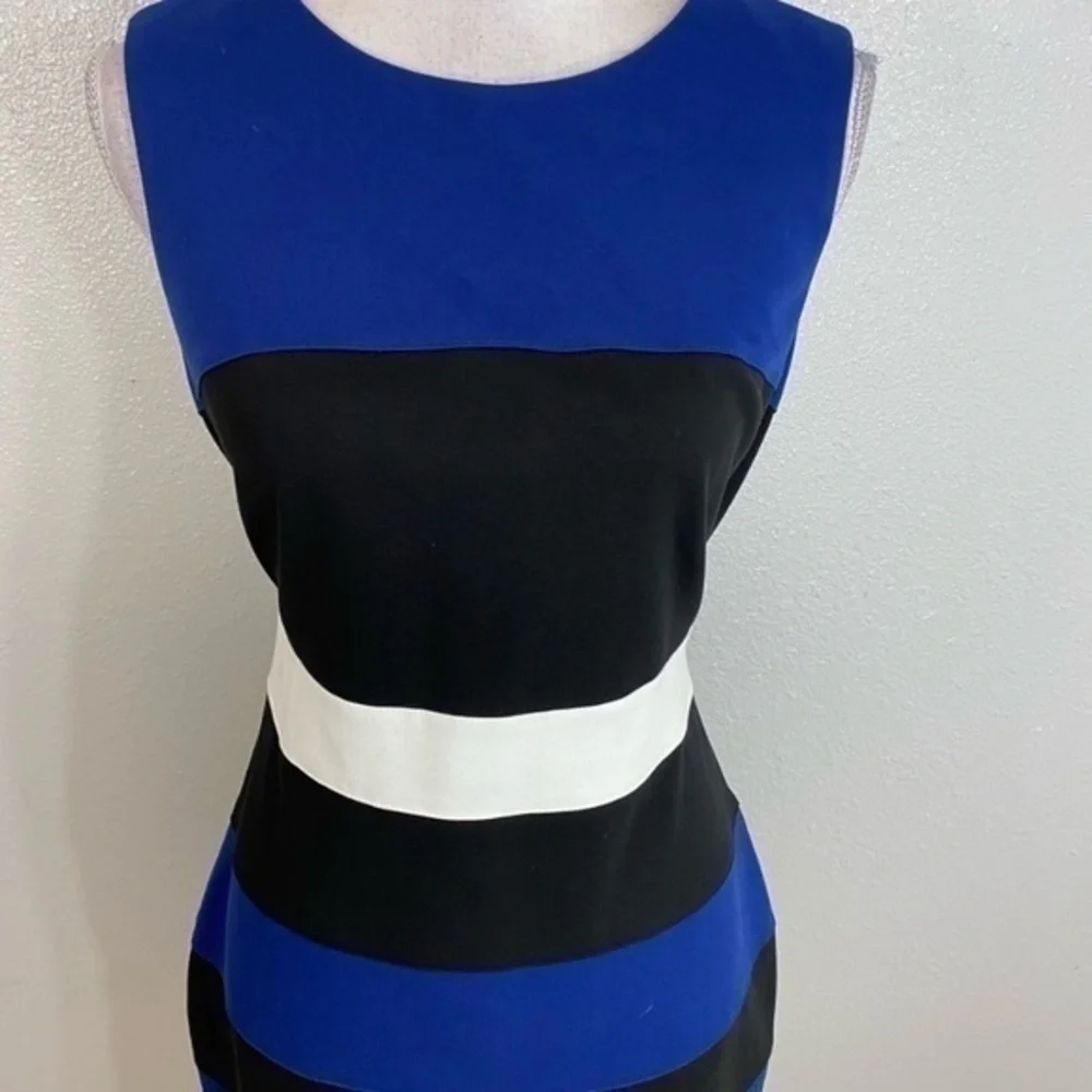 Tommy Hilfiger blue black white sheath dress - Picture 2 of 6